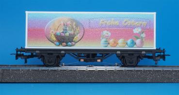 Preview: Containerwagen Frohe Ostern rot mit Märklin-mfx-Sounddecoder (Plux22-Schnittstelle)