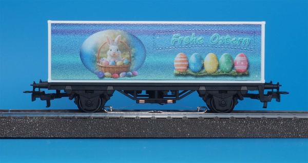 Containerwagen Frohe Ostern blau