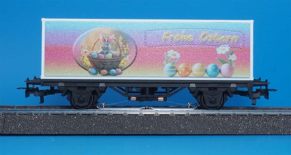 Containerwagen Frohe Ostern rot mit Märklin-mfx-Sounddecoder (Plux22-Schnittstelle)